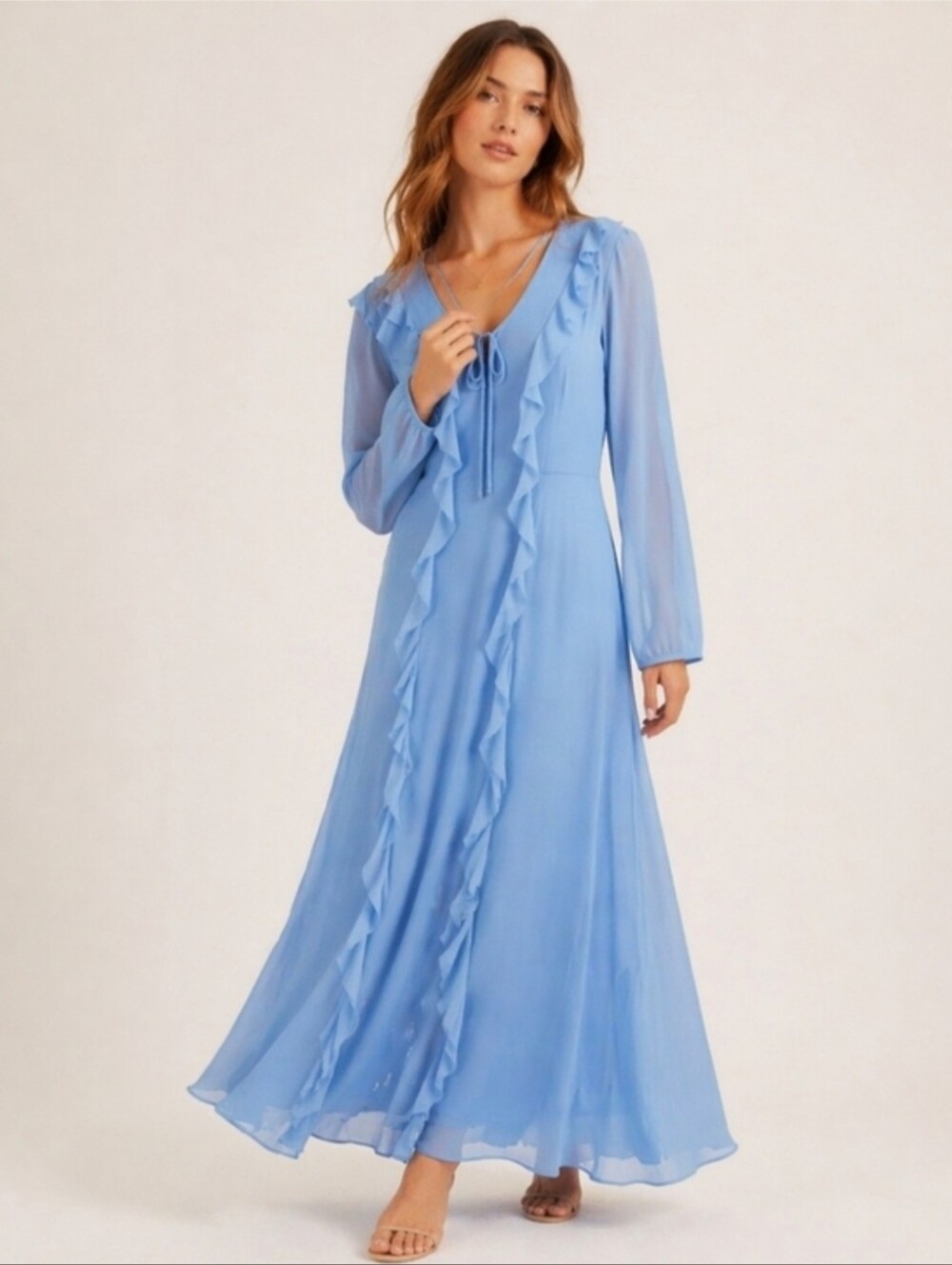 Target Brand-Light Blue Ruffle-Maxi dress